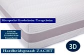 1-Persoons Matras - MICROPOCKET HR45 Koudschuim/NASA Traagschuim 7 ZONE 25 CM - 3D - Zacht ligcomfort - 90x200/25