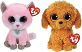 Ty - Knuffel - Beanie Boo's - Fiona Pink Cat & Golden Doodle Dog