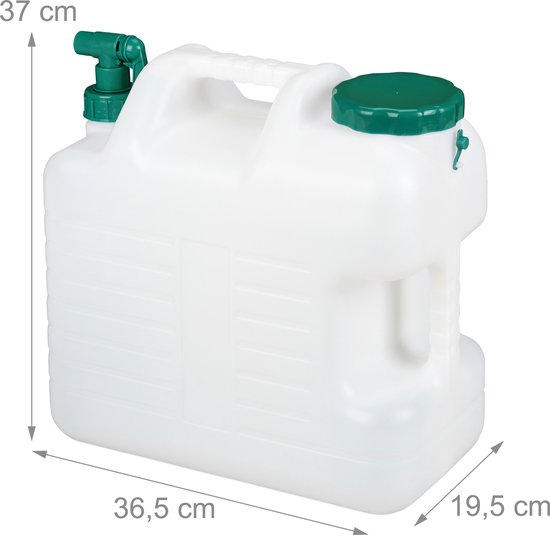 jerrycan met kraan - 20 liter - voor drinkwater - kunststof - BPA-vrij - handvat - camping - wit-groen van Qatcha — afbeelding 4