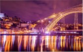 De imposante Dom Luis brug in Porto uitgelicht bij nacht - Foto op Forex - 120 x 80 cm