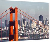 Downtown San Francisco met de Golden Gate Bridge - Foto op Plexiglas - 60 x 40 cm