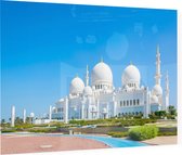 Stralend witte Grote Moskee van Sjeik Zayed in Abu Dhabi - Foto op Plexiglas - 90 x 60 cm
