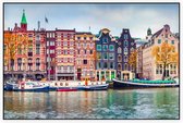 Panoramisch tafereel in herfstachtig Amsterdam - Foto op Akoestisch paneel - 90 x 60 cm