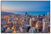 Skyline van Chicago Downtown tijdens avondschemering - Foto op Akoestisch paneel - 90 x 60 cm