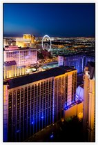 Diverse hotels en casino's in nachtelijk Las Vegas - Foto op Akoestisch paneel - 60 x 90 cm