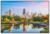 De sfeervolle Chicago skyline vanaf Lincoln Park - Foto op Akoestisch paneel - 90 x 60 cm