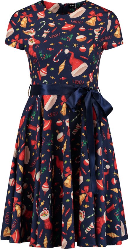 Foto: Kerstjurk blue christmas maat l 40 dames jurk kerst