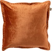 Dutch Decor REBEL - Kussenhoes velvet 45x45 cm Potters Clay - oranje - met rits