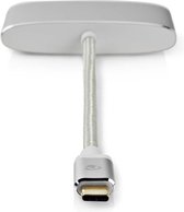 Nedis USB Multi-Port Adapter - USB 3.2 Gen 1 - USB-C Male - USB-A Female / USB-C Female / VGA Female 15p - 5 Gbps - 0.20 m - Rond - Verguld - Gevlochten / Nylon - Zilver - Cover Window Box