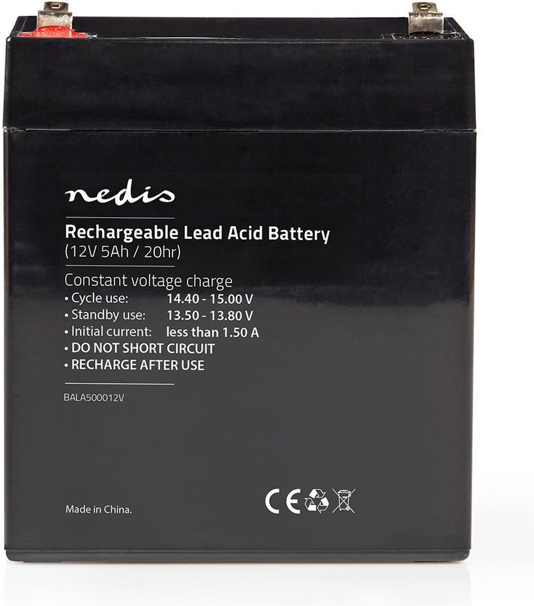 Nedis Oplaadbare Loodaccu | Lead-Acid | Oplaadbaar | 12 V | 5000 mAh | 90 mm | 70 mm | 101 mm