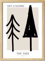Kerstposter ART GALERIE Bomen - Zwart A3 + fotolijst blank hout 29,7x42cm