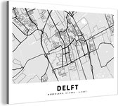 Wanddecoratie Metaal - Aluminium Schilderij Industrieel - Kaart - Delft - Zwart - Wit - 120x80 cm - Dibond - Foto op aluminium - Industriële muurdecoratie - Voor de woonkamer/slaapkamer