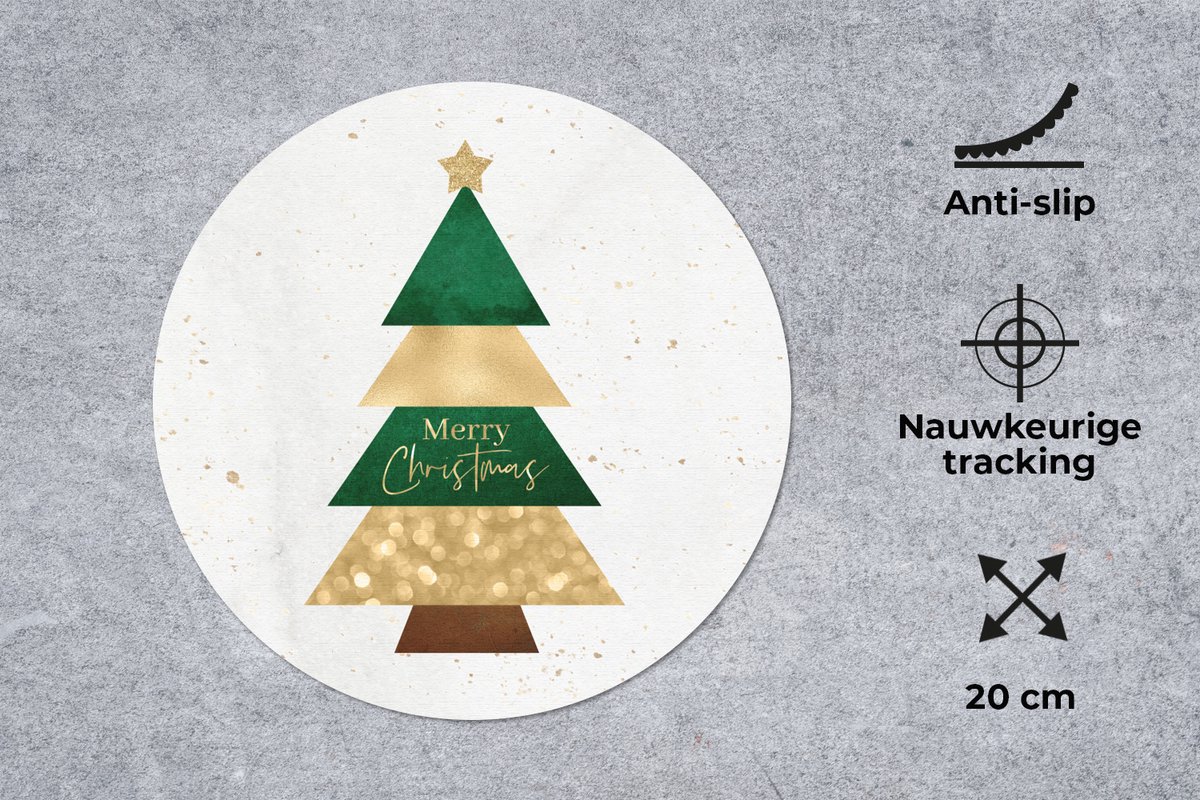 Muismat rond 20x20 cm - Mousepad Kerst - Spreuken - Kerstboom - Merry Christmas - Quotes - Ronde muismatten