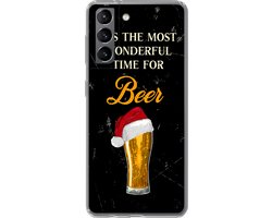Telefoonhoesje Geschikt voor Samsung Galaxy S21 hoesje - It's the most wonderful time for beer - Kerst - Quotes - Bier - Spreuken - Siliconen Telefoonhoesje Telefoonhoesje