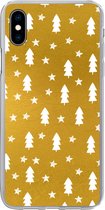 Geschikt voor iPhone Xs Max hoesje - Kerstboom - Sterren - Goud - Siliconen Telefoonhoesje