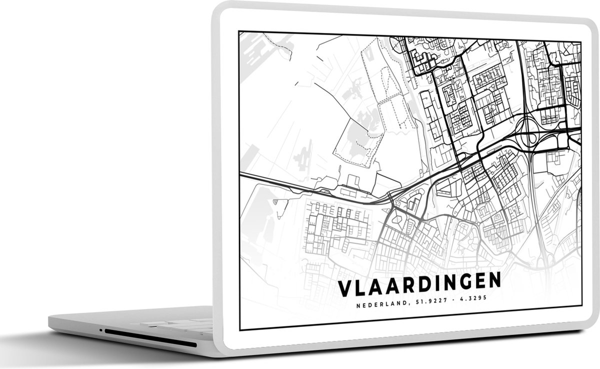 Laptop sticker - 15.6 inch - Kaart - Vlaardingen - Nederland - 36x27,5cm - Laptopstickers - Laptop skin - Cover