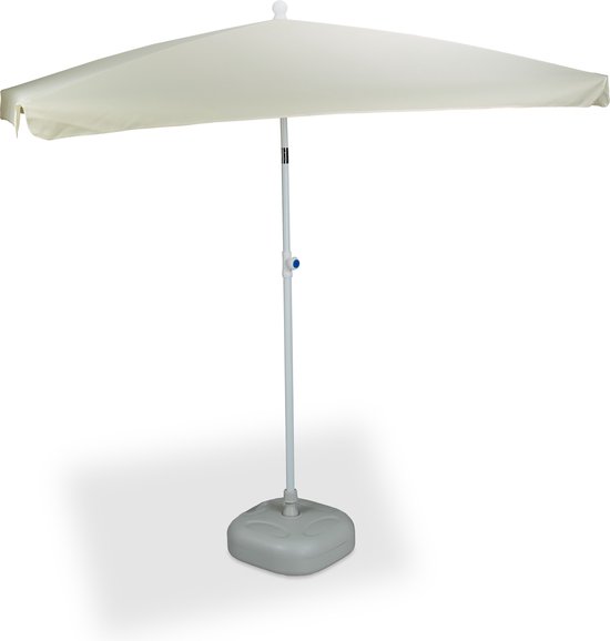 Relaxdays parasol hoogte verstelbaar - 200 x 120 cm - kantelbaar - tuinparasol rechthoek - Naturel - Relaxdays