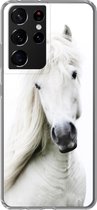 Geschikt voor Samsung Galaxy S21 Ultra hoesje - Paarden - Boerderijdieren - Manen - Siliconen Telefoonhoesje