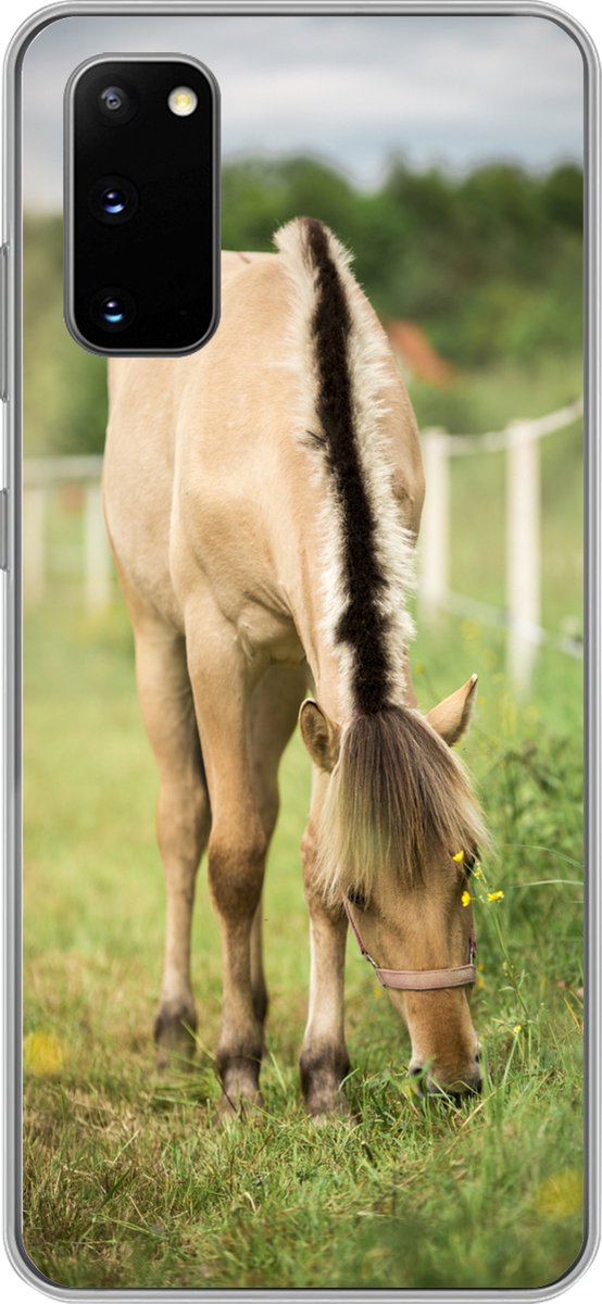 Geschikt voor Samsung Galaxy S20 hoesje - Portret van een fjord paard in een grasveld - Siliconen Telefoonhoesje