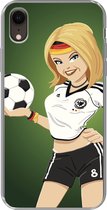 Geschikt voor iPhone XR hoesje - Een illustratie van een meisje met Duitse kleding en een voetbal - Meiden - Meisjes - Kinderen - Siliconen Telefoonhoesje