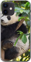 Geschikt voor iPhone 12 hoesje - Panda - Dier - Boom - Siliconen Telefoonhoesje