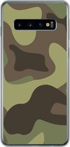 Geschikt voor Samsung Galaxy S10 hoesje - Illustratie van een camouflage patroon - Siliconen Telefoonhoesje