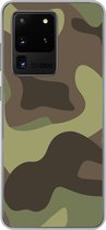 Geschikt voor Samsung Galaxy S20 Ultra hoesje - Illustratie van een camouflage patroon - Siliconen Telefoonhoesje