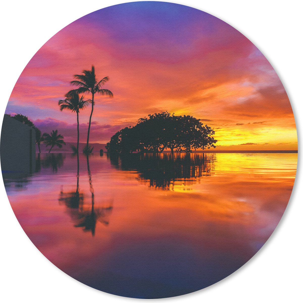 Muismat rond 40x40 cm - Mousepad Een kleurrijke zonsondergang bij Wailea Beach op het Amerikaanse Hawaii - Ronde muismatten