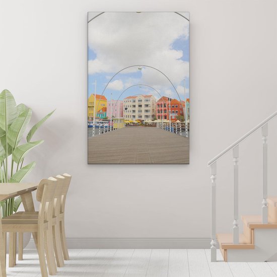 Artaza - Peinture sur toile - Maisons colorées de Willemstad à Curaçao - 80x120 - Groot - Photo sur toile - Impression sur toile