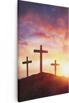 Artaza Canvas Schilderij Kruisiging van Jezus Christus - Drie Kruisen - 20x30 - Klein - Foto Op Canvas - Canvas Print