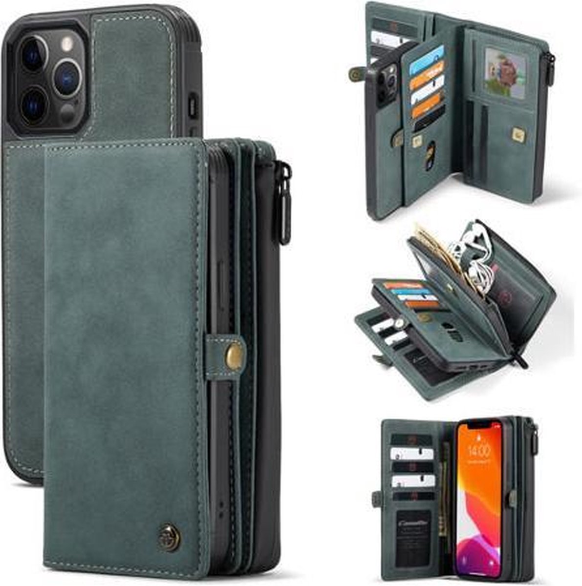 CaseMe - Telefoonhoesje geschikt voor Apple iPhone 13 Pro - Wallet Book Case - Magneetsluiting - Blauw