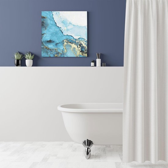 Artaza Canvas Schilderij Abstracte Kunst van Blauwe Marmer met Goud - 50x50 - Foto Op Canvas - Canvas Print