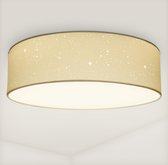 Navaris plafondlamp rond met sterreneffect - LED lamp met warm wit licht - Ronde stoffen plafonnière - 22 Watt - Ø40 x 12 cm - Wit