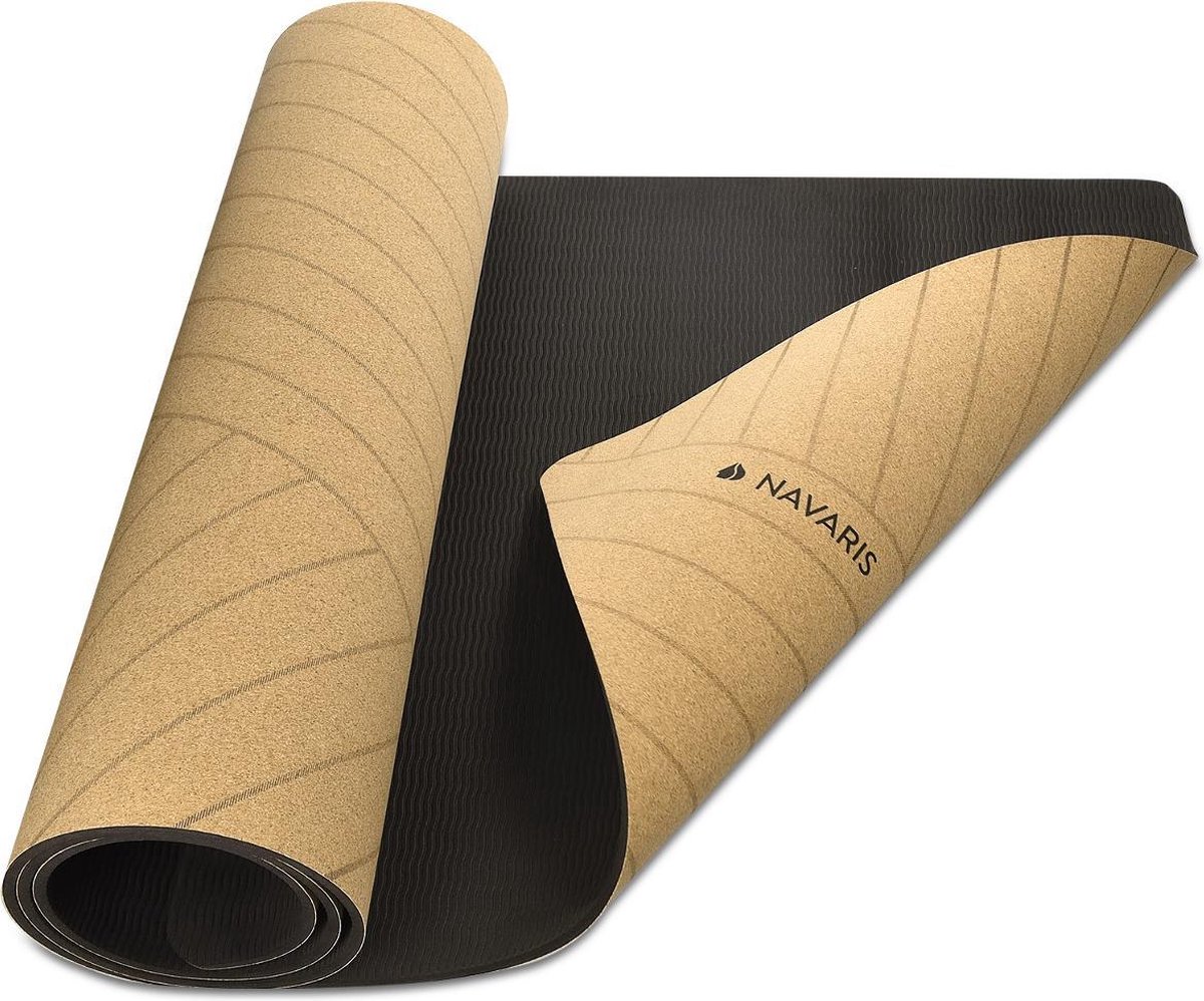 Navaris Yogamat Van Duurzaam Kurk - Anti-slip Sportmat Met Schouderriem Trainingsmat Voor Yoga En Pilates 183 X 61 X 05 Cm Positielijnen