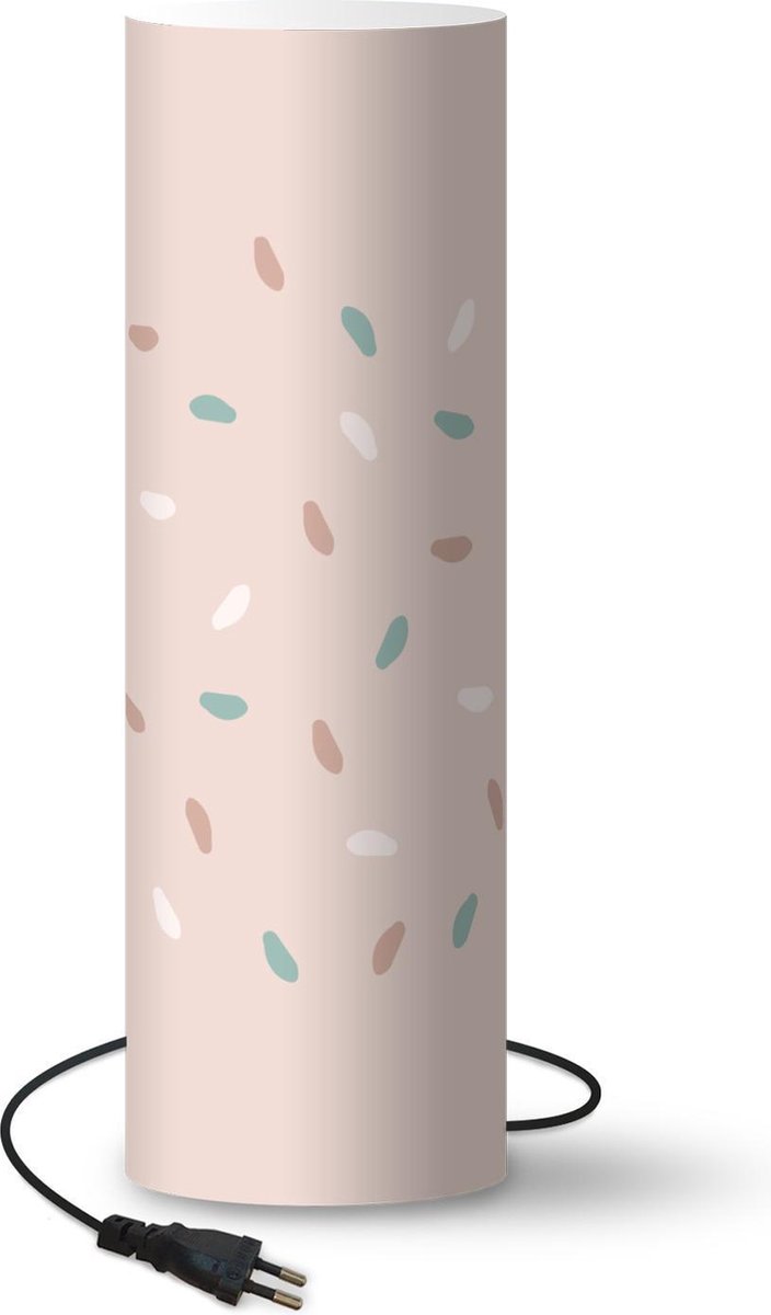 Lamp - Nachtlampje - Tafellamp slaapkamer - Zomer - Abstract - Pastel - 60 cm hoog - Ø19.1 cm - Inclusief LED lamp