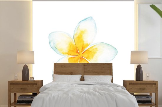 Papier peint photo peint vinyle - Illustration aquarelle fleur tropicale largeur 260 cm x hauteur 260 cm - Tirage photo sur papier peint (disponible en 7 tailles)