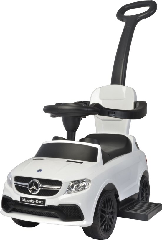 Eco Toys Mercedes 3 in 1 Loopauto Wit met duwstang