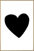 JUNIQE - Poster met kunststof lijst Big Heart -13x18 /Wit & Zwart