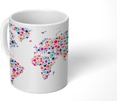 Mok - Wereldkaart - Cirkel - Kleuren - 350 ML - Beker