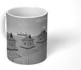Mok - de huisjes in Sipadan - zwart wit - 350 ML - Beker