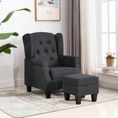 Medina Fauteuil met voetenbankje stof donkergrijs