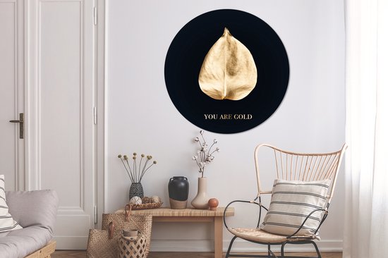 Feuille d'or avec la citation - Vous êtes or - ⌀ 120 cm - peinture ronde - cercle de papier peint - cercle mural - cercle vivant - autocollant & découpe ronde