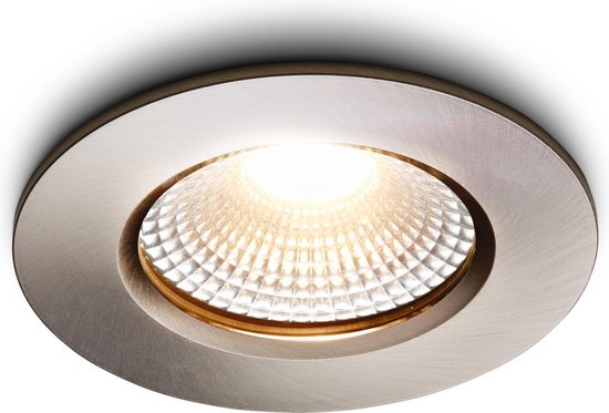 Ledisons LED-inbouwspot Udis RVS 3W dimbaar - Ø68 mm - garantie - 3000K (warm-wit) - 270 lumen - 3 Watt - IP65 (Stof- en plenswaterdicht)