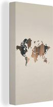 Wanddecoratie Wereldkaart -Hout - Plank - Canvas - 40x80 cm