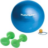 Tunturi - Fitness Set - Neopreen Dumbbellset 2 x 4 kg  - Gymball Blauw 90 cm