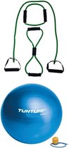 Tunturi - Fitness Set - Tubing Set Groen - Gymball Blauw 90 cm