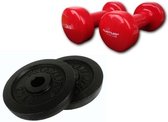 Tunturi - Fitness Set - Vinyl Dumbbell 2 x 3 kg - Halterschijven 2 x 2,5 kg