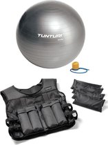 Tunturi - Fitness Set - Gewichtsvest 10 kg - Gymball Zilver 65 cm