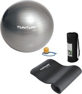 Tunturi - Fitness Set - Fitnessmat 180 x 60 x 1,5 cm - Gymball Zilver 65 cm