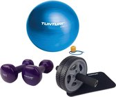 Tunturi - Fitness Set - Vinyl Dumbbell 2 x 1 kg - Gymball Blauw 90 cm - Trainingswiel